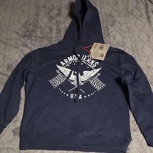 Armor Jeans Dark Blue Hoodie with Graphic Design